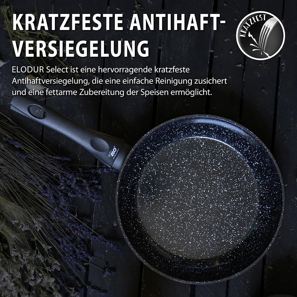 ELO 59524 Bratpfanne Ø 24 cm PURE BELUGO innen mit keramischer Beschichtung, geeignet für alle Herda
