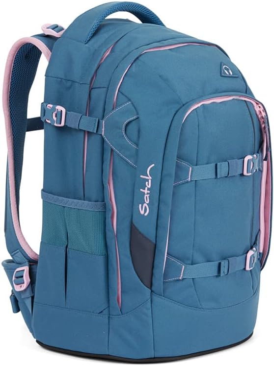 satch pack Schulrucksack - ergonomisch, 30 Liter, Organisationstalent, Deep Rose - Hellblau