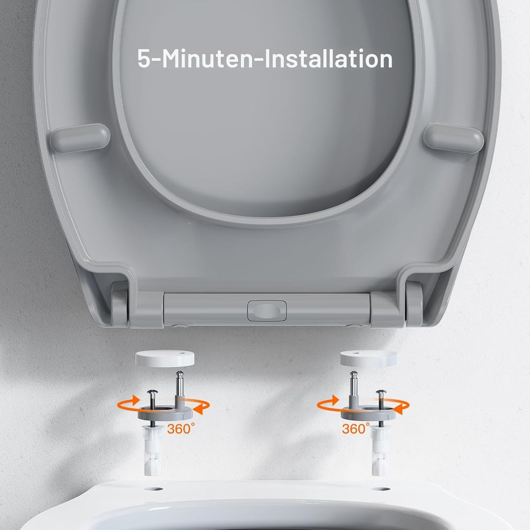 Pipishell Toilettendeckel, WC Sitz mit Absenkautomatik, Quick-Release Funktion für einfach Reinigung