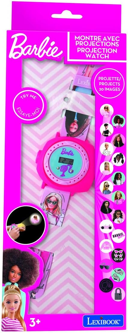 Lexibook - Mattel Barbie Armbanduhr, verstellbar, digitales Display, mit 20 Projektionen des Kinderu