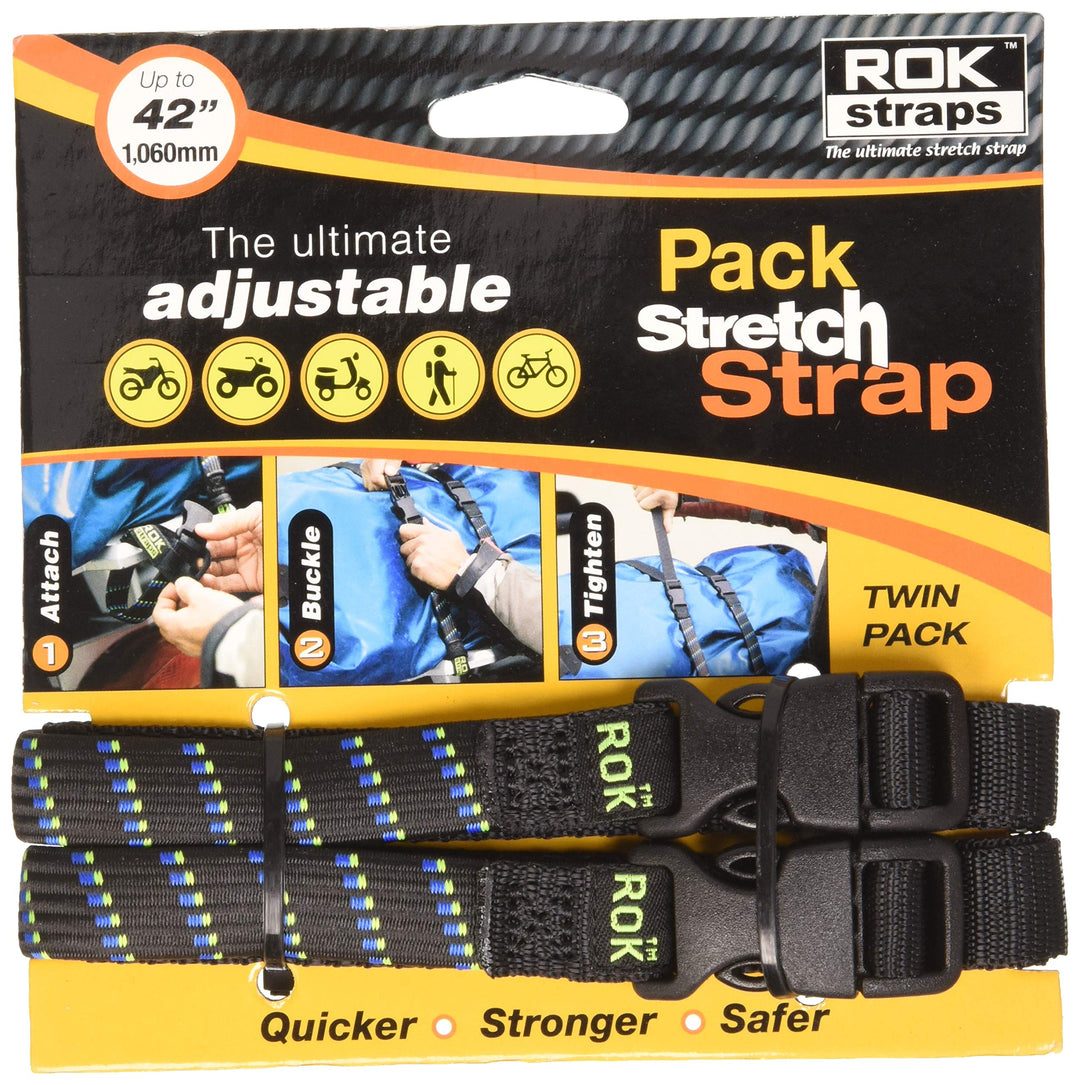 Oxford ROK305 Rok Straps verstellbare Riemen MD, 16 mm, Schwarz + Blau/Grün, ROK305
