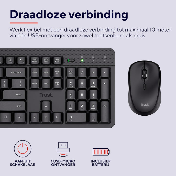 Trust ODY II Niederländisches Layout QWERTY Tastatur und Maus Set Kabellos