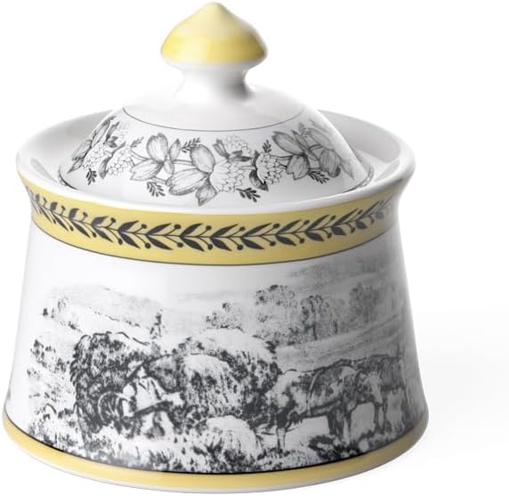 Villeroy und Boch Audun Ferme Zuckerdose, 300 ml, Höhe: 11,4 cm, Premium Porzellan, Weiss/Bunt,