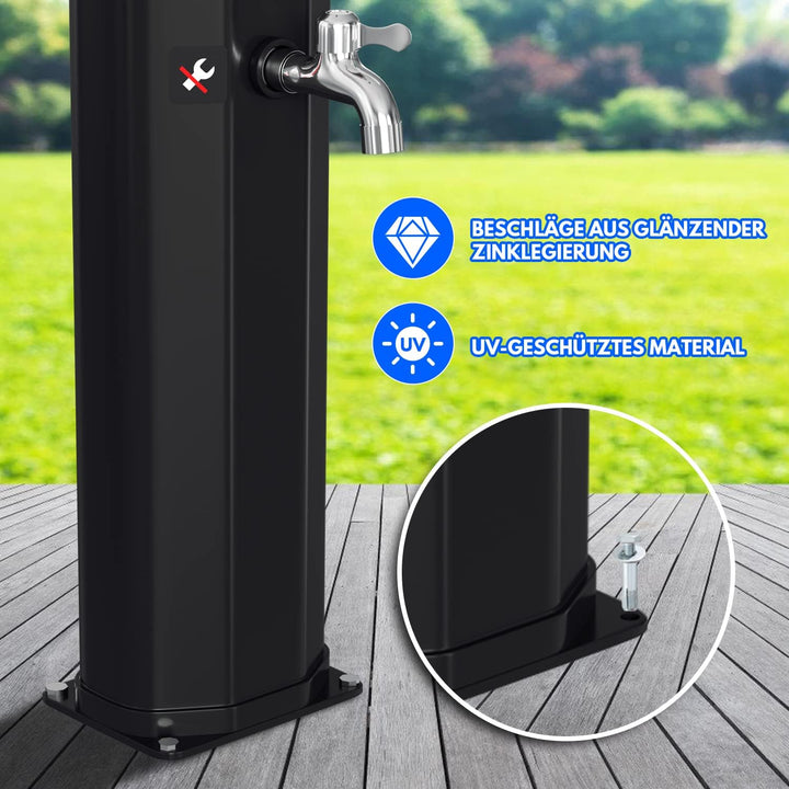 Yakimz Solarbeheizte Duschen 35L, Solardusche mit Schutzhaube Solar Garten-dusche warmes Wasser mit