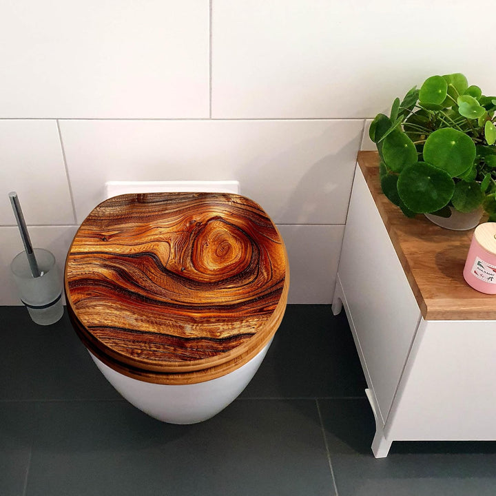 banjado Design WC Sitz Bambus Absenkautomatik 45,8x37,5cm - Toilettendeckel mit Absenkautomatik Holz