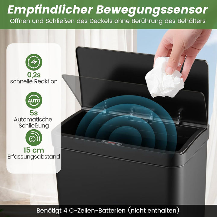COSTWAY Mülleimer 3 Fächer, 56L Mülltrennsystem inkl. 2 ausnehmbaren Abfallbehältern, 2 x 10L + 36 L
