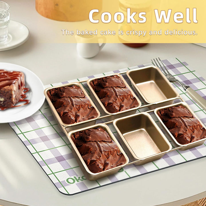 Mini-Kastenformen mit 6 Vertiefungen, antihaftbeschichtete quadratische Brotbackform, Brownie-Backbl