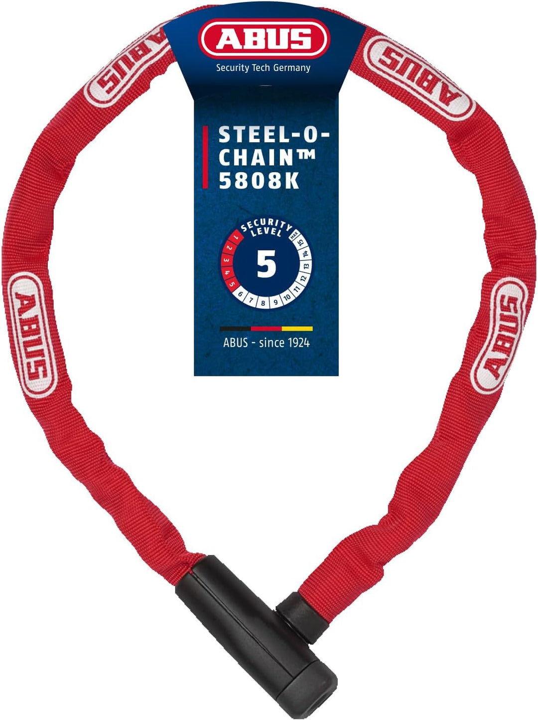 ABUS Kettenschloss Steel-O-Chain 5805K – Fahrradschloss aus Stahl – ABUS-Sicherheitslevel 5 Rot 75 c