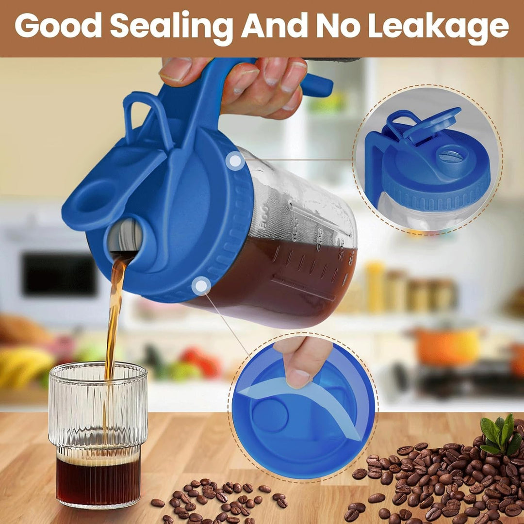 Cold Brew Kaffeebereiter, 1.8L Cold Brew Coffee Maker, Deckel mit Griff und Edelstahlfilter, Kaffeeb