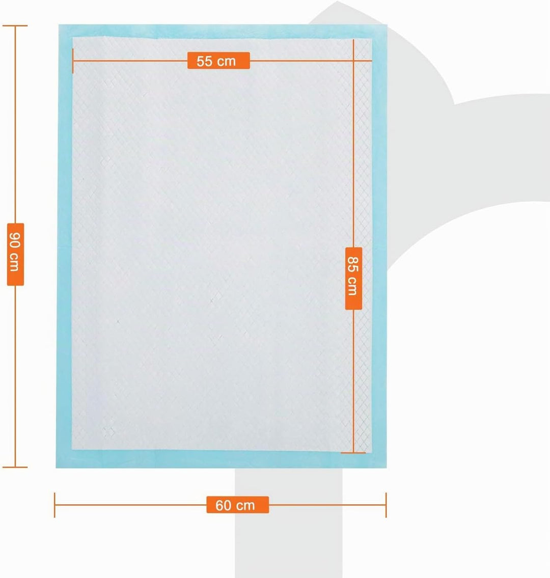 FEANDREA Puppy Pads, Welpen-Unterlage, 90 x 60 cm, 55 Stück, blau-weiss PTD95BU 90 x 60 cm 55.0 pcs.