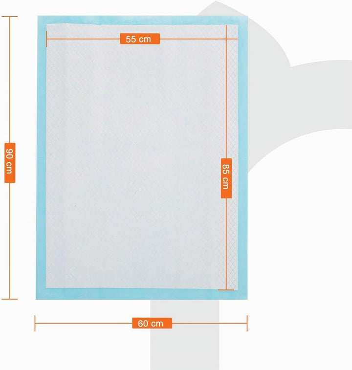 FEANDREA Puppy Pads, Welpen-Unterlage, 90 x 60 cm, 55 Stück, blau-weiss PTD95BU 90 x 60 cm 55.0 pcs.