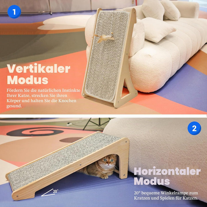 PETKARAY Kratzbrett Katze, 68 cm Hohe L-förmiger Sisal Kratzsäule, Dual-Use Kratzpads für Katzen, Ka