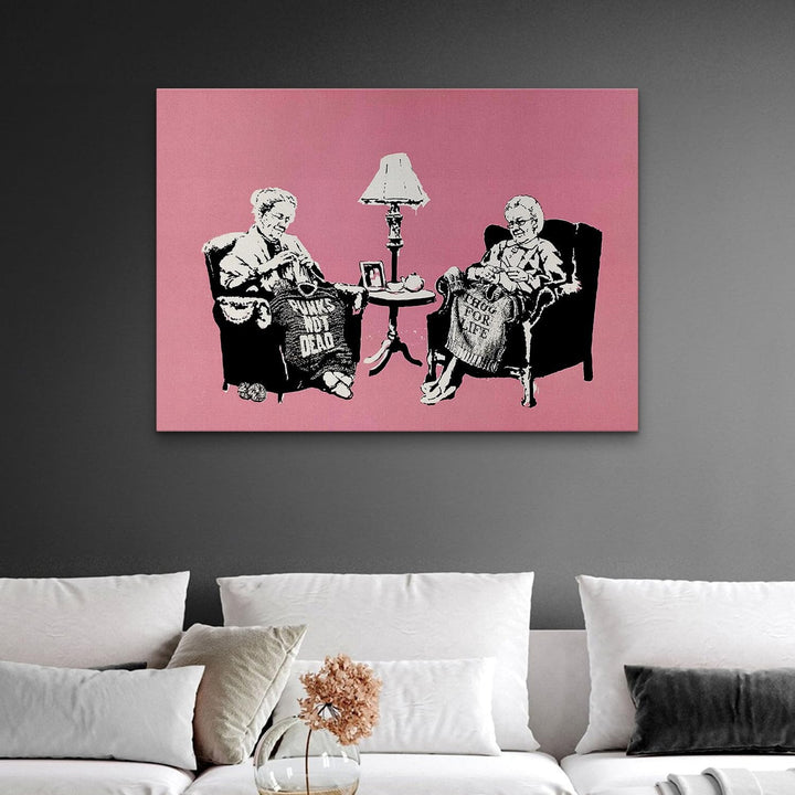 Giallobus - Gemälde - Banksy - - Standardleinwand - 140x100-24 - Nonne - Bereit zum Aufhängen - Mode