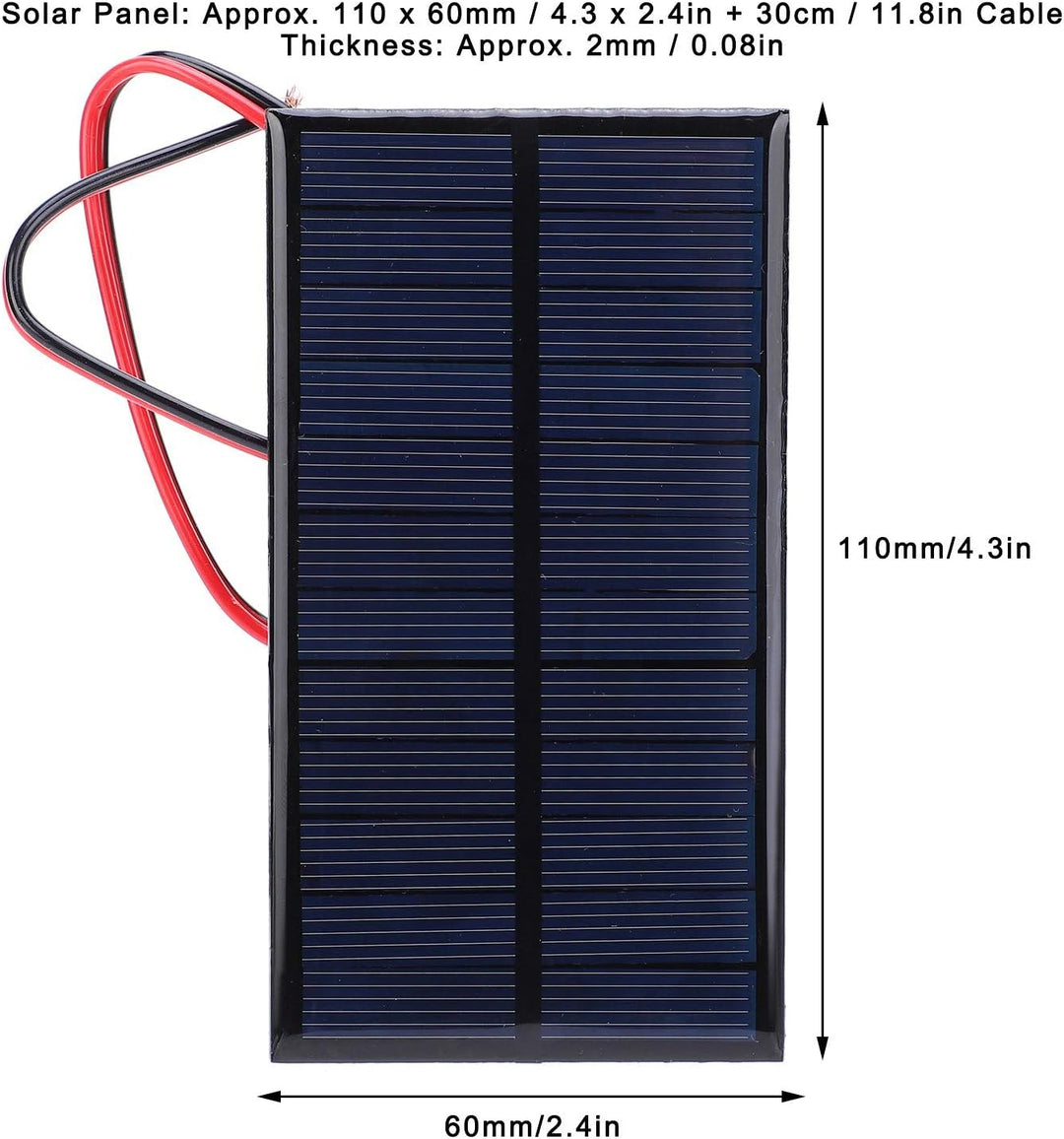 Mini Solarpanel DC 6V 1W, Kleine Solarzelle Panel Mikro Sonnenkollektor Module mit 30 cm Kabel, für