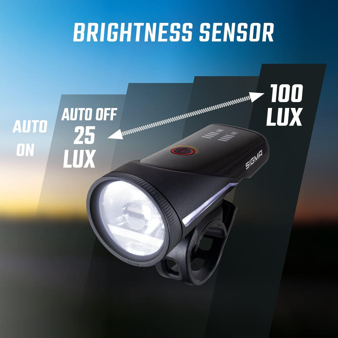 SIGMA Fahrradlicht Set Aura 100/Blaze Link (Silikonhalterung) | Innovative Kopplungsfunktion & Autom