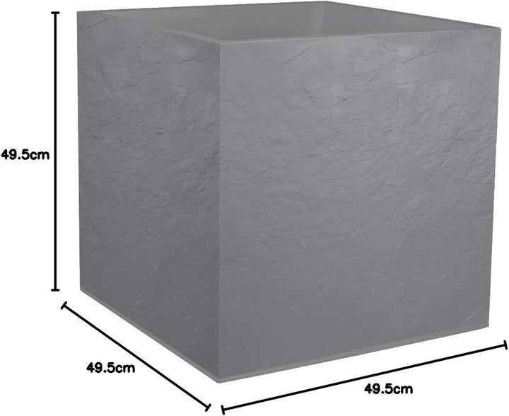 EDA - Übertopf, quadratisch, 50 cm, Volcania, 57 l, Steinoptik, doppelwandig, Wasserspeicherzone – 4