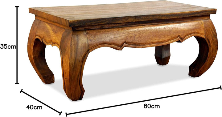 livasia Opiumtisch, Couchtisch aus Massivholz, Sofatisch, Massivholztisch Braun, Braun
