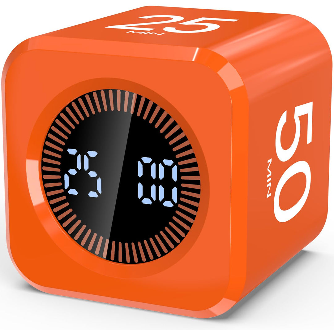 Pomodoro Timer Cube, Visueller Würfel-Timer für Kinder, Digitale LED Drehbarer Timer mit 5/10/25/50