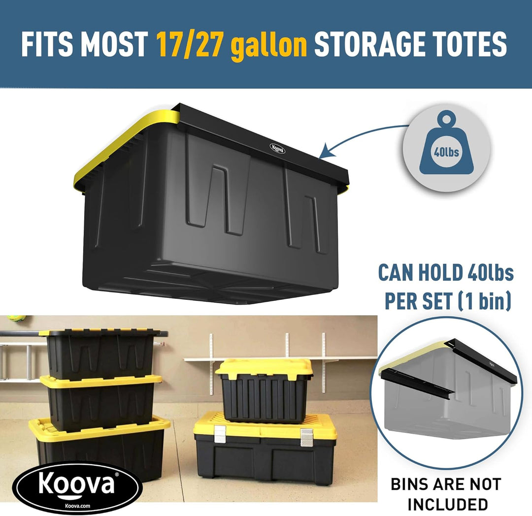 Koova Overhead-Garagen-Lagerregale für Abfalleimer, Rahmenschienen mit Hardware, robuste Stahl-Decke