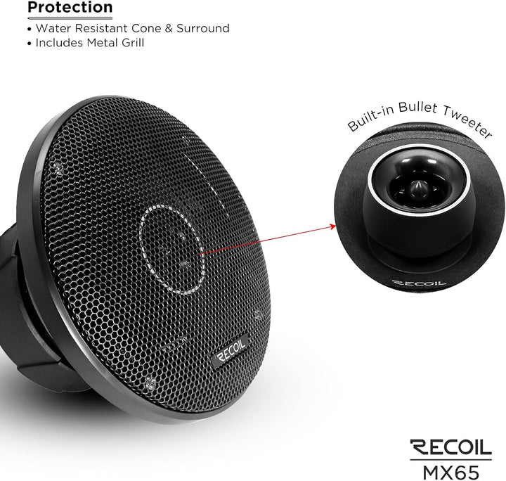 RECOIL MX65 Paar 6,5 Zoll （16,5 cm 2-Wege Pro Audio Mitteltöner Koaxiallautsprecher mit eingebauten