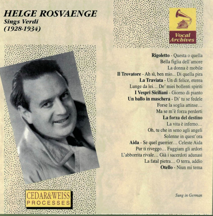 Helge Rosvaenge Sings Verdi, Audio-CD