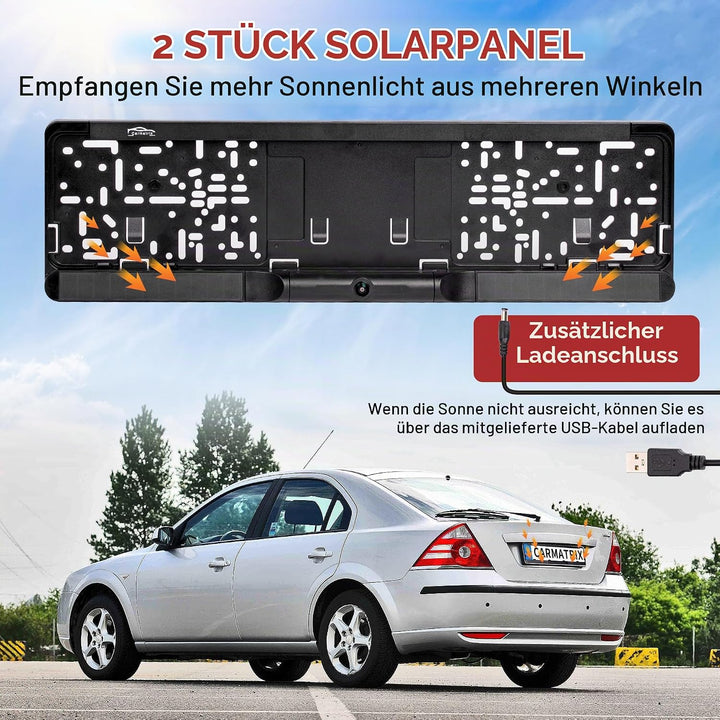 Solar Funk Auto Rückfahrsystem HD Rückfahrkamera im KFZ Nummernschild mit 5" IPS Monitor Vorne und H