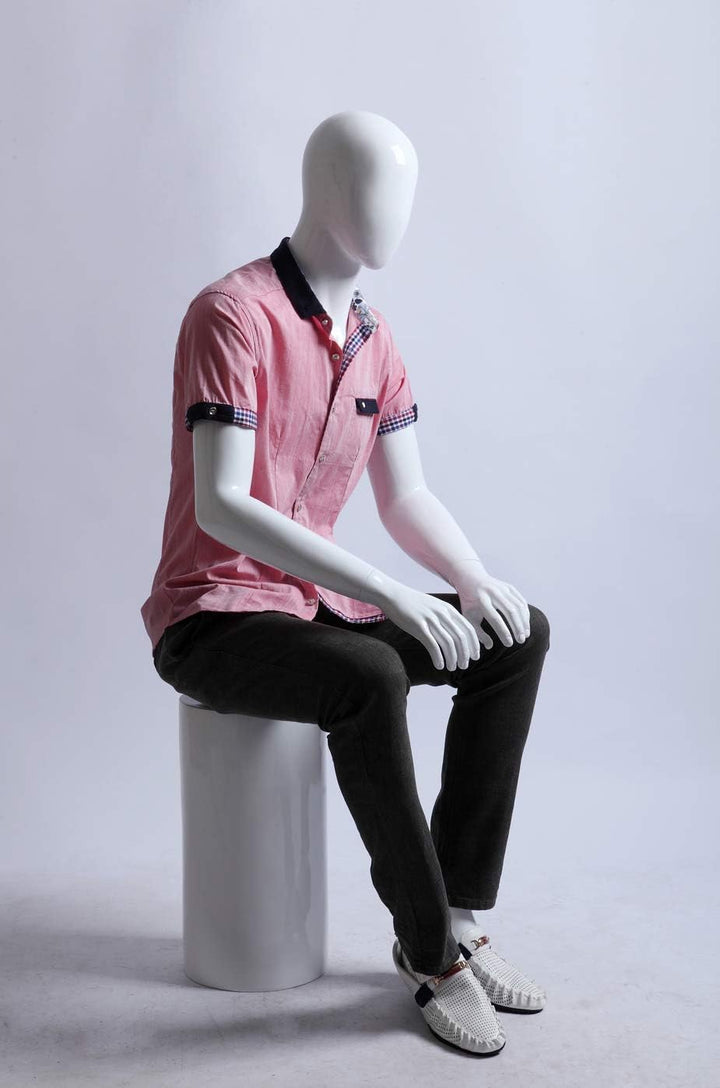 Euroton XM-16B weiss lackierte abstrakte sitzende Schaufensterpuppe Mannequin Mann