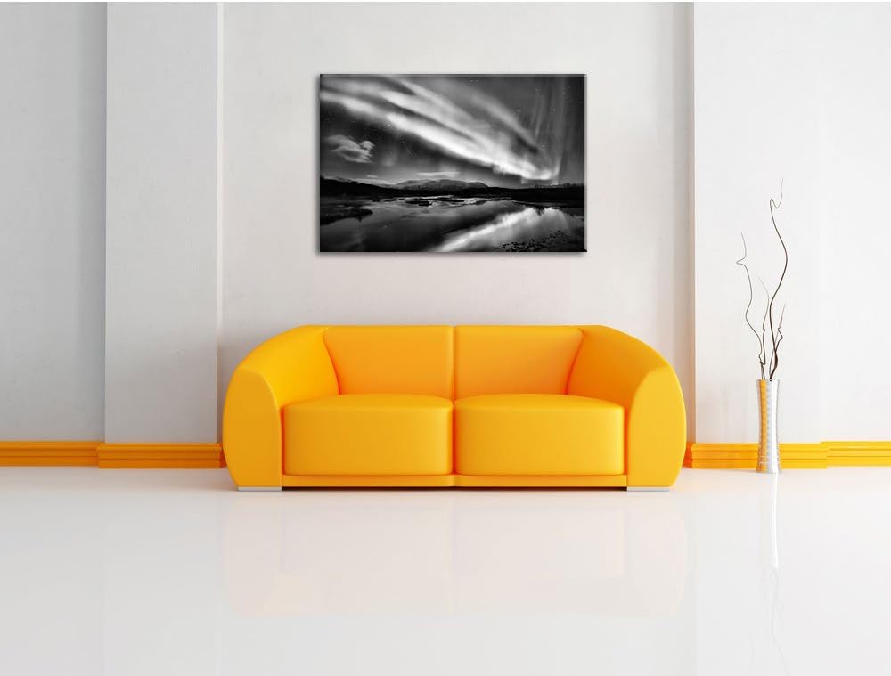 Pixxprint Polarlichter in Skandinavien als Leinwandbild/Grösse: 100x70 / Wandbild/Kunstdruck/fertig