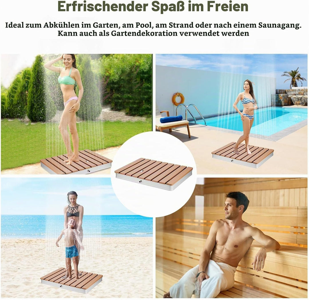 Bodendusche Gartendusche Rechteckig mit Fussrad-Steuerung bis 3,5m Höhe, Outdoor Dusche UV-beständig