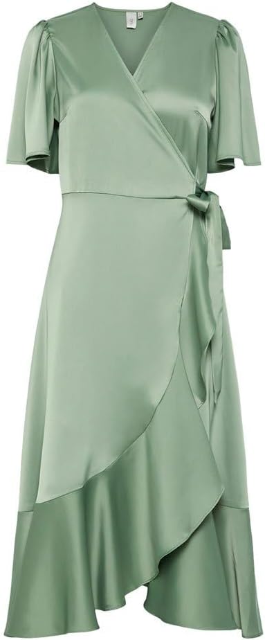 YAS Damen Wickelkleid, Loden Frost