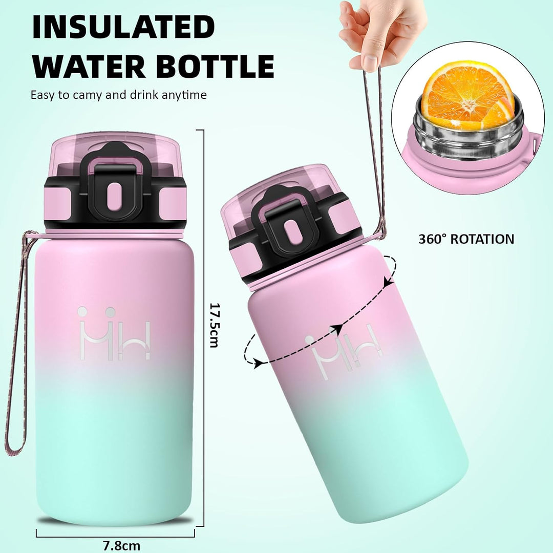 Trinkflasche Edelstahl - Thermosflasche 500ml - Trinkflasche Kinder - Flip Cover Trinkflaschen mit S