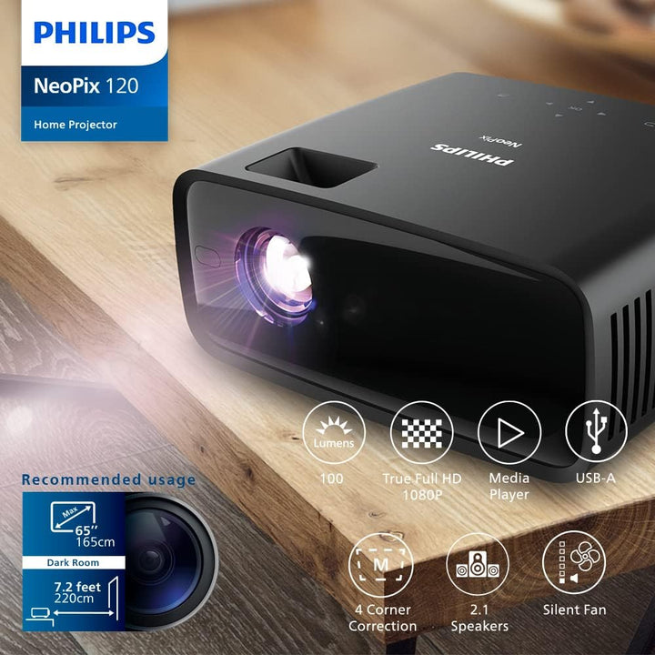 Philips NeoPix 120 – True HD 720p Mini-Projektor mit kaum wahrnehmbaren Betriebsgeräuschen, einem äu