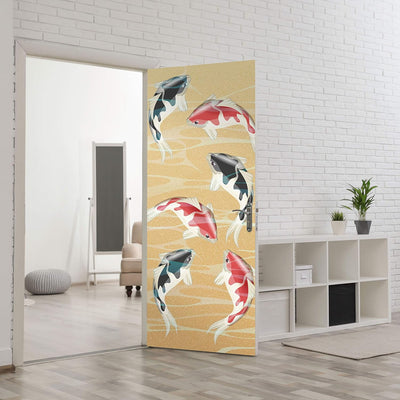 wandmotiv24 Türtapete japanische koi fische 80 x 200cm (B x H) - Dekorfolie selbstklebend Sticker fü