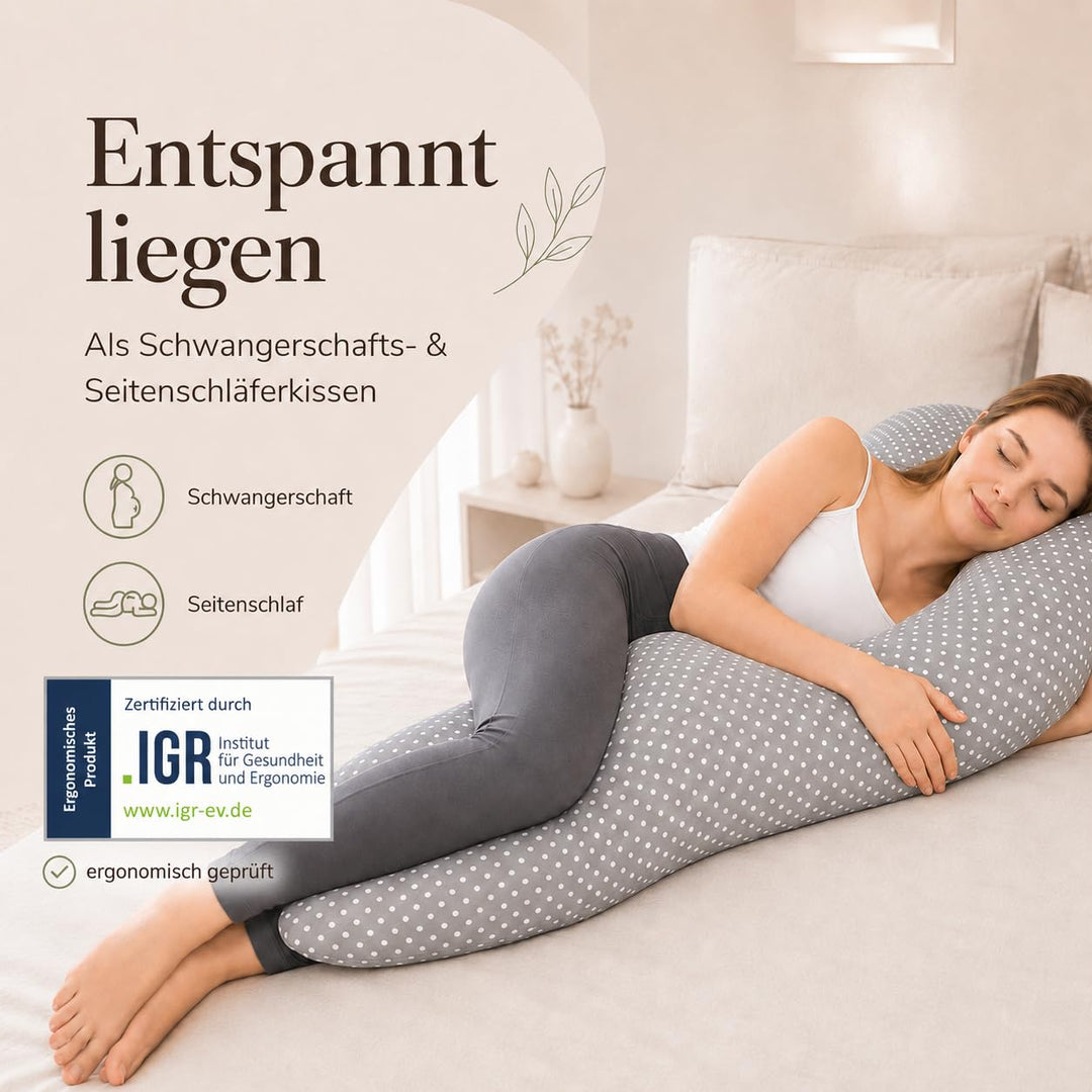 sei Design Stillkissen 170×30 cm – ergonomisch geprüftes Unterstützungskissen für Erwachsene – leise