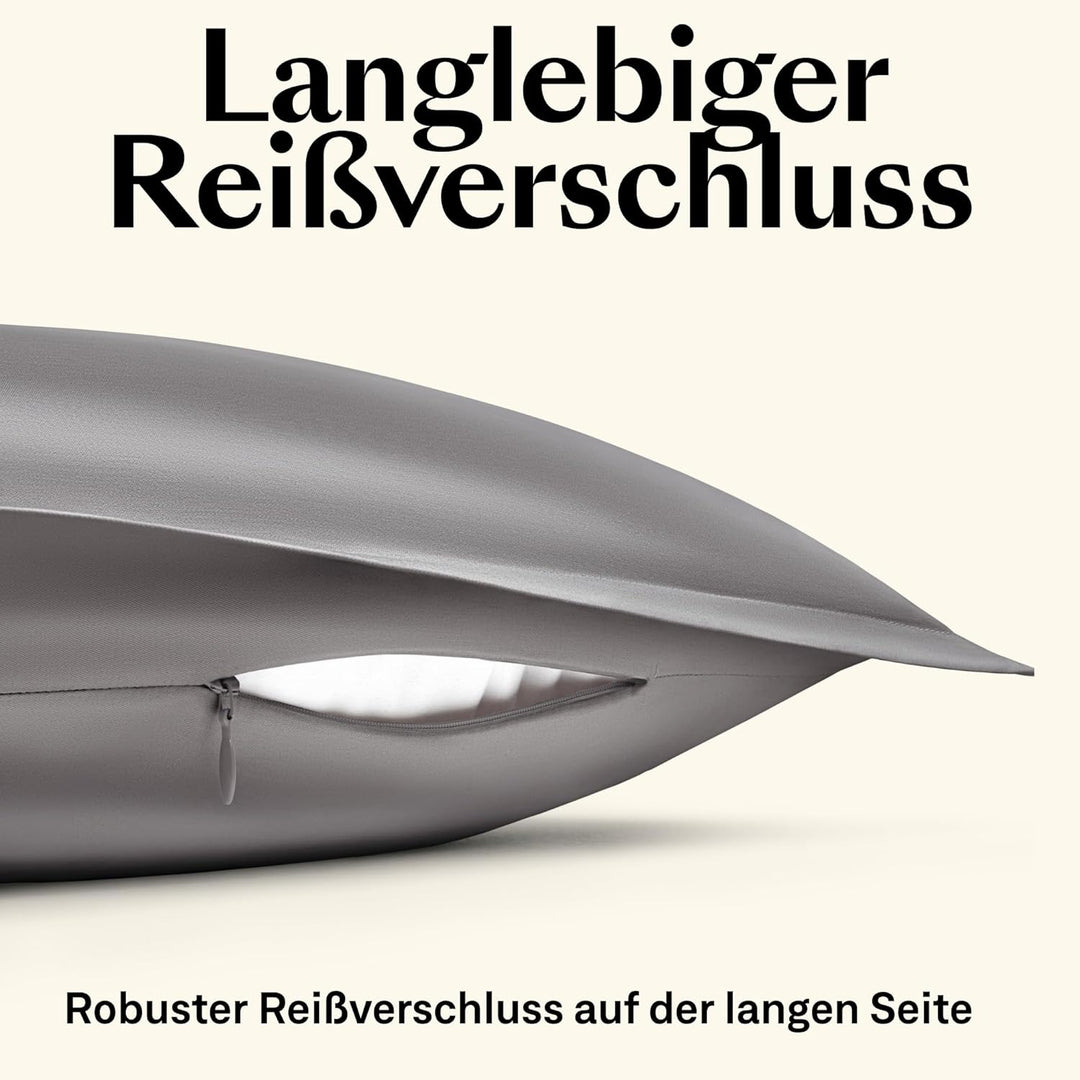Kissenbezug 40x60 2er Set Dunkelgrau | Weiche Kissenhülle aus Feinster Ägyptische Baumwolle | Satin