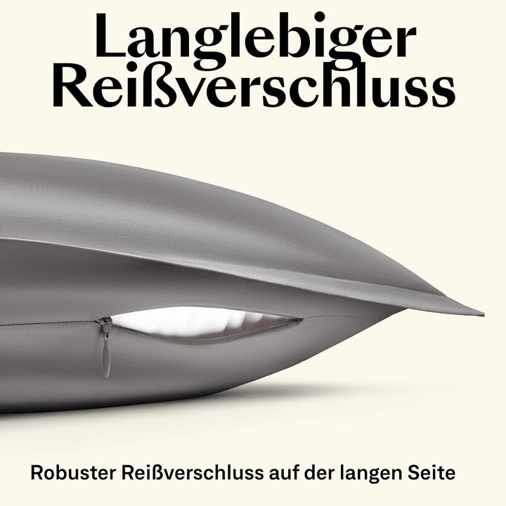 Kissenbezug 40x60 2er Set Dunkelgrau | Weiche Kissenhülle aus Feinster Ägyptische Baumwolle | Satin