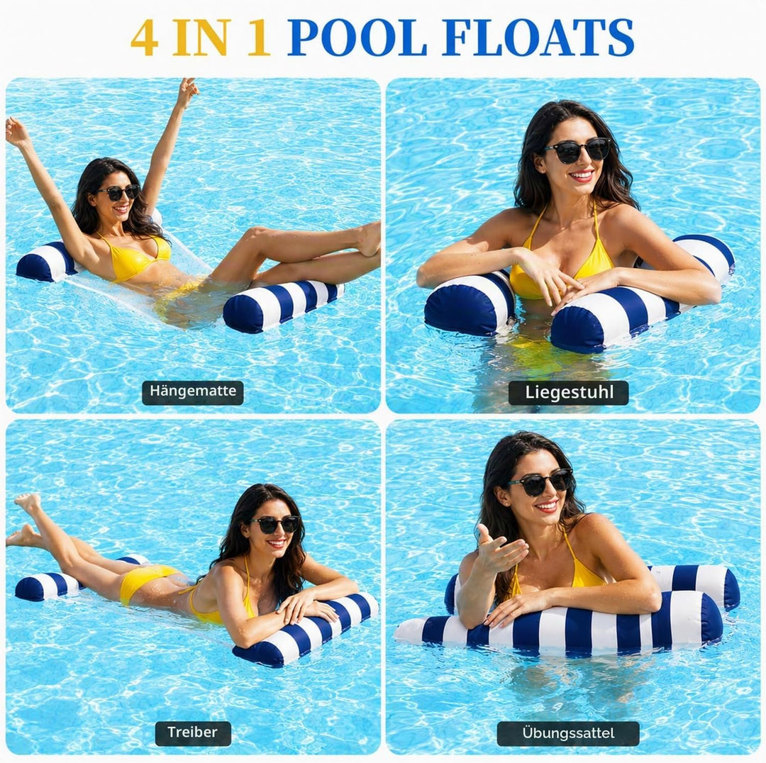 2er-Pack Luftmatratze Pool für Erwachsene, Premium Luftmatratze Wasser mit Handluftpumpe, 4-in-1 was