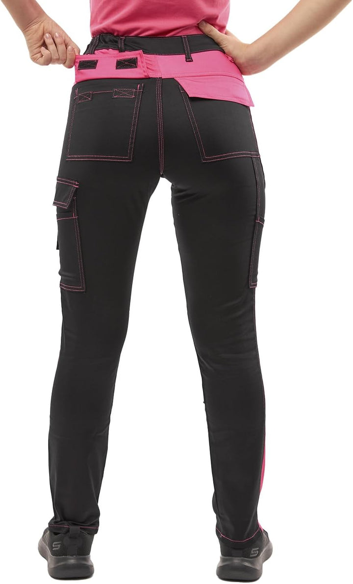 strongAnt Damen Arbeitshose komplett Stretch für Frauen Bundhose mit Kniepolstertaschen Schwarz Grau