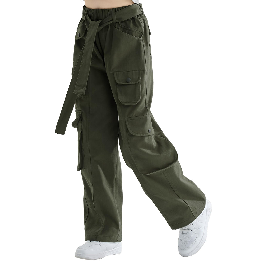 Rolanko Baggy Cargo Jeans für Mädchen, Elastische Hose mit Hoher Taille und Weitem Bein Y2K Jeanshos