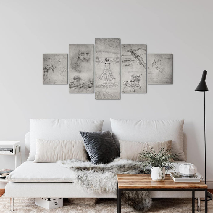 Runa Art Wandbilder Leonardo Da Vinci 5 Teilig Bild auf Vlies Leinwand Deko Wohnzimmer Schlafzimmer