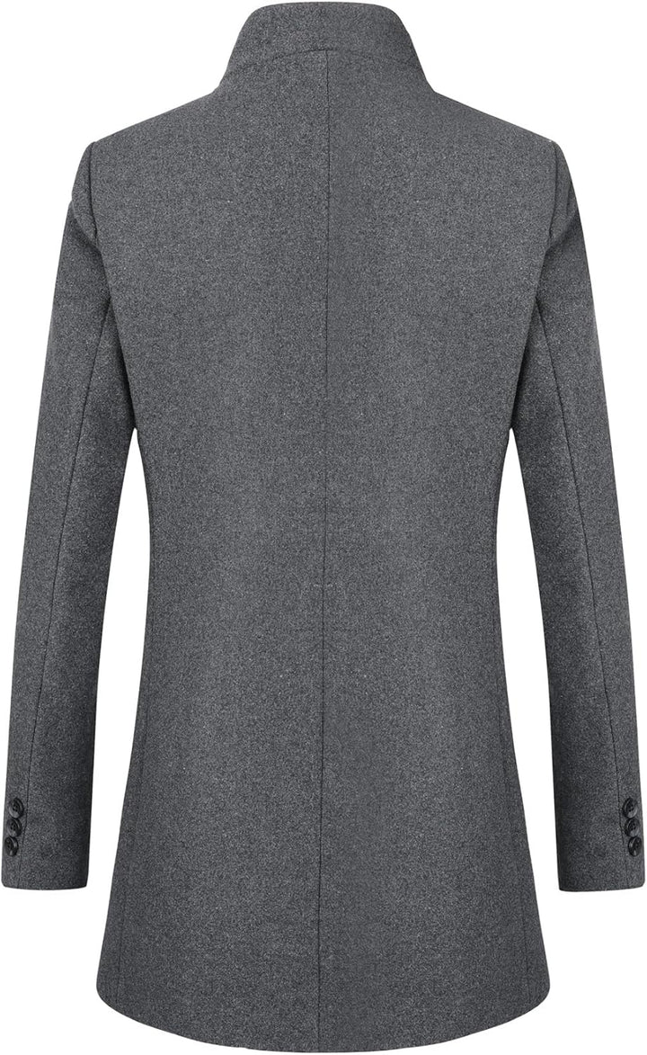 Allthemen Wintermantel Herren Wollmantel Lang Slim Fit Herrenmantel mit Stehkragen Business Coat für
