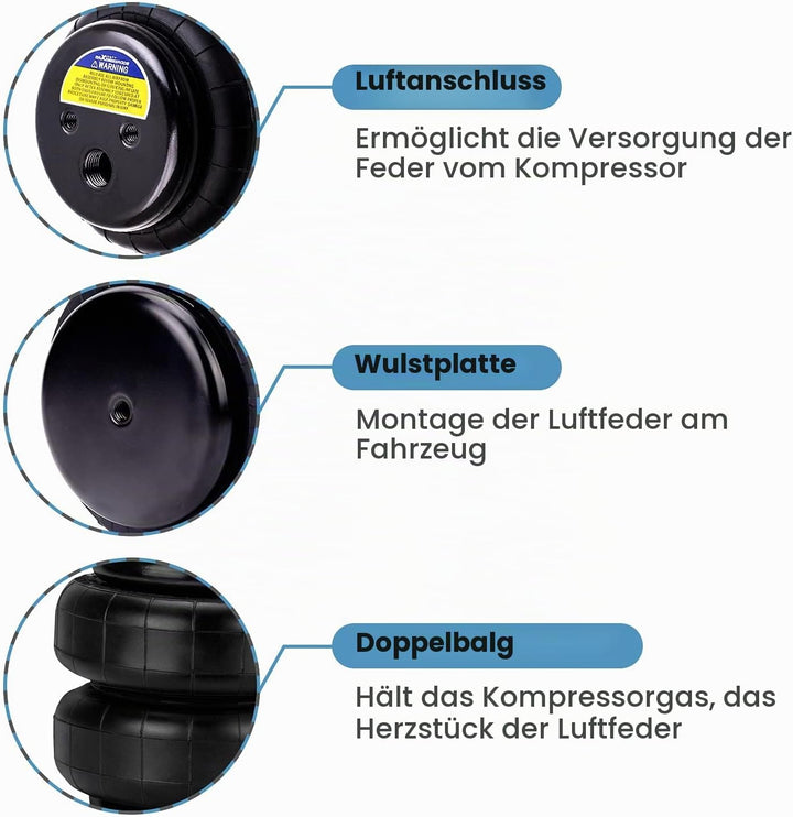 maXpeedingrods Paar Stossdämpfer Luftfederung Luftbalg Standard 2500 Pound hinten vorne