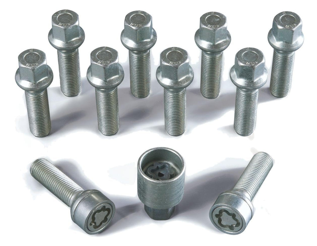 H&R Radschrauben Satz Kugelbund R14 M14x1.50 - Länge 50mm - 10 Stück - inkl. Felgenschloss