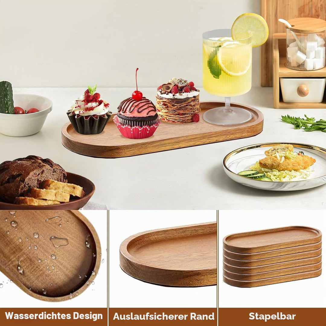 Serviertabletts aus Holz, ovale Holzteller, Servierplatte, Käse, Speiseteller, Grosspackung für Dess
