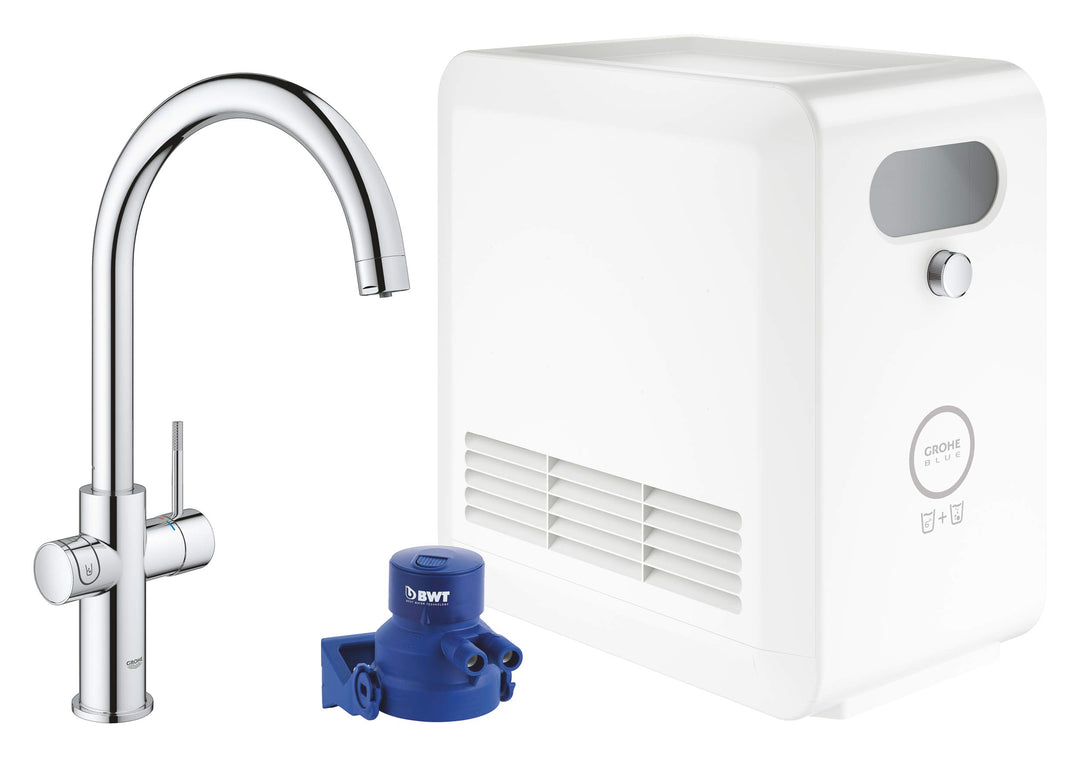 GROHE Blue - C-Auslauf Kit (mit Bluetooth und WiFi, Farbdisplay, Verbrauchsdaten Anzeige und Überwac