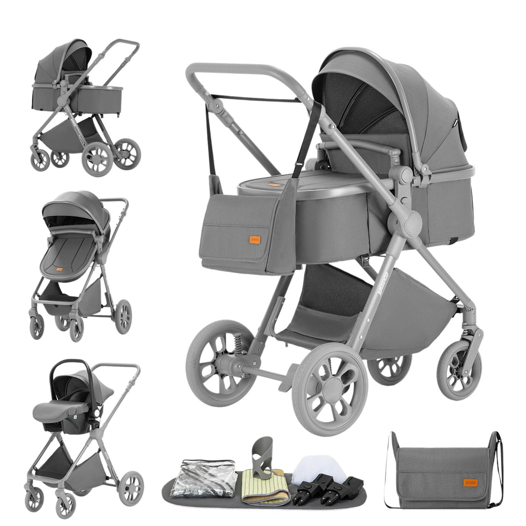 GLOKID 3 in 1 Kinderwagen Komplettset | Bis 22 kg, Höhenverstellbarer, Verstellbare Liegeposition, K