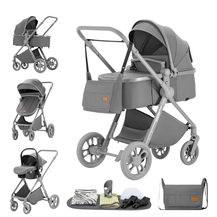 GLOKID 3 in 1 Kinderwagen Komplettset | Bis 22 kg, Höhenverstellbarer, Verstellbare Liegeposition, K