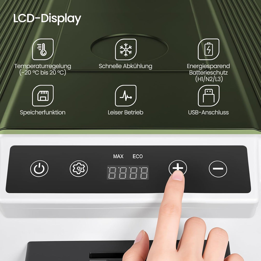 LLIVEKIT Kompressor Kühlbox 40L, -20~20°C, Tragbarer Kühlschrank, 12/24V DC, 100-240V AC, mit Beleuc