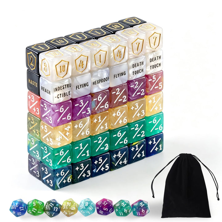 80 Stück MTG Würfelzähler Set, D6 D20 Dice, MTG-Commander Würfel-Set | AbilityKeyword Zähler, Schild