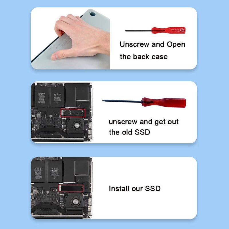 KINGDATA Internal SSD 512GB for MacBook NVMe PCIe, Solid State Drives Upgrade for MacBook Air A1466